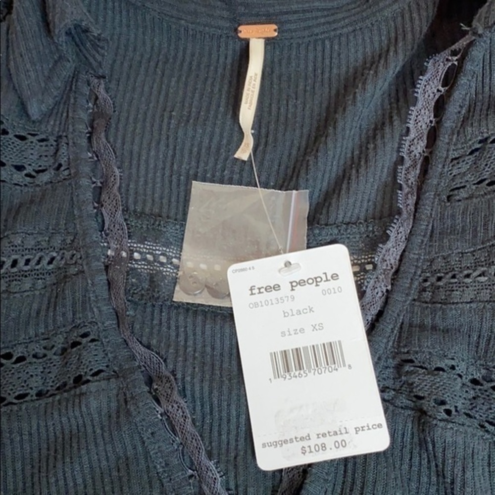 Free People Black Top Size XS NWT - Picture 4 of 9
